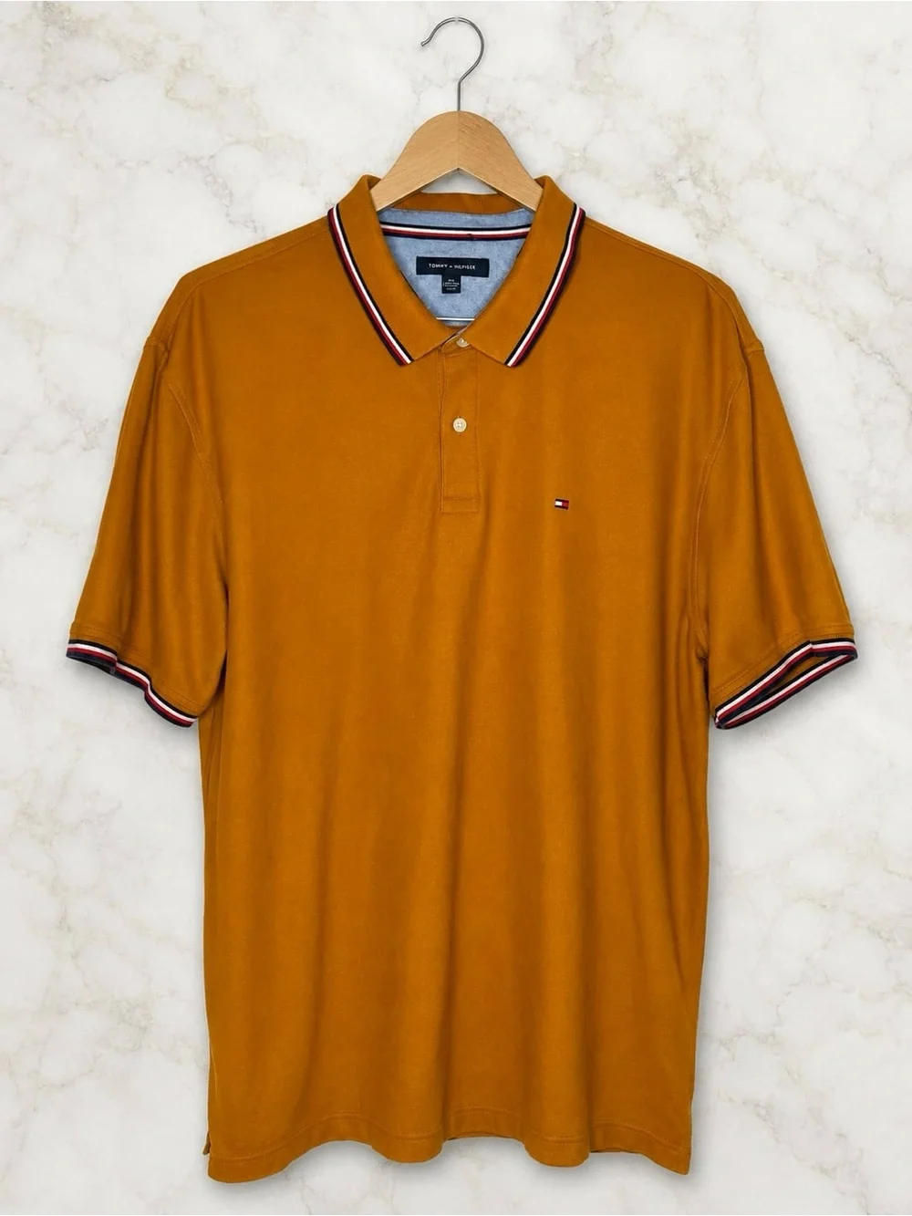 Tommy Hilfiger Men’s Polo Shirt XXL Mustard Gold Short Sleeve Size XXL